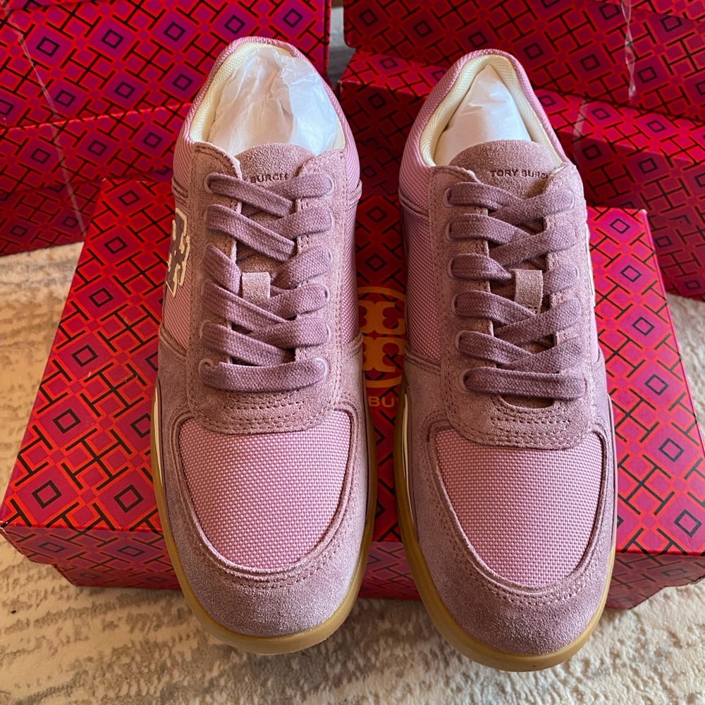 Tory Burch Pink Sneakers with Gold Details - Picture 6 of 10